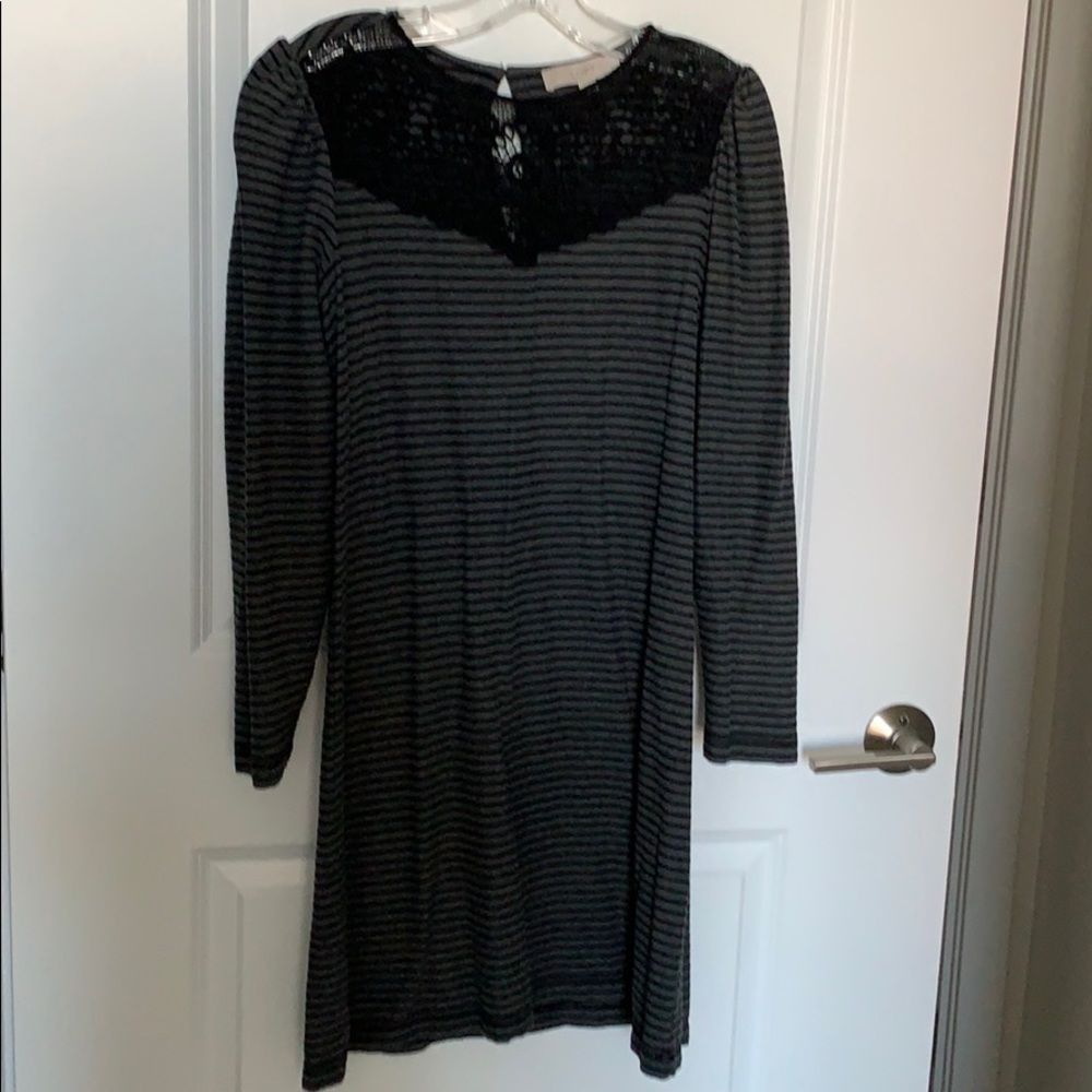 LOFT cotton shift dress with lace detail.